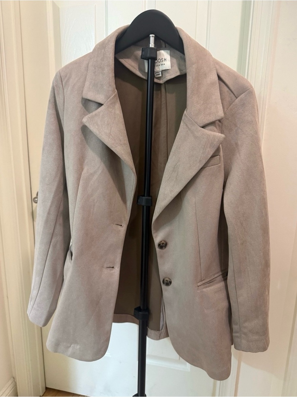 Stoosh Light Taupe Suede Blazer Jacket